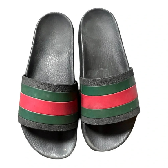 Gucci Red Green Stripe Slides, size 9 - Picture 1 of 16